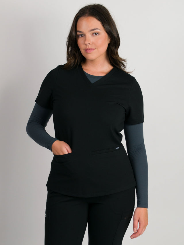 Sera | Ultra-Stretch Ponte Knit 2-Pocket Slim-Fit Scrub Top