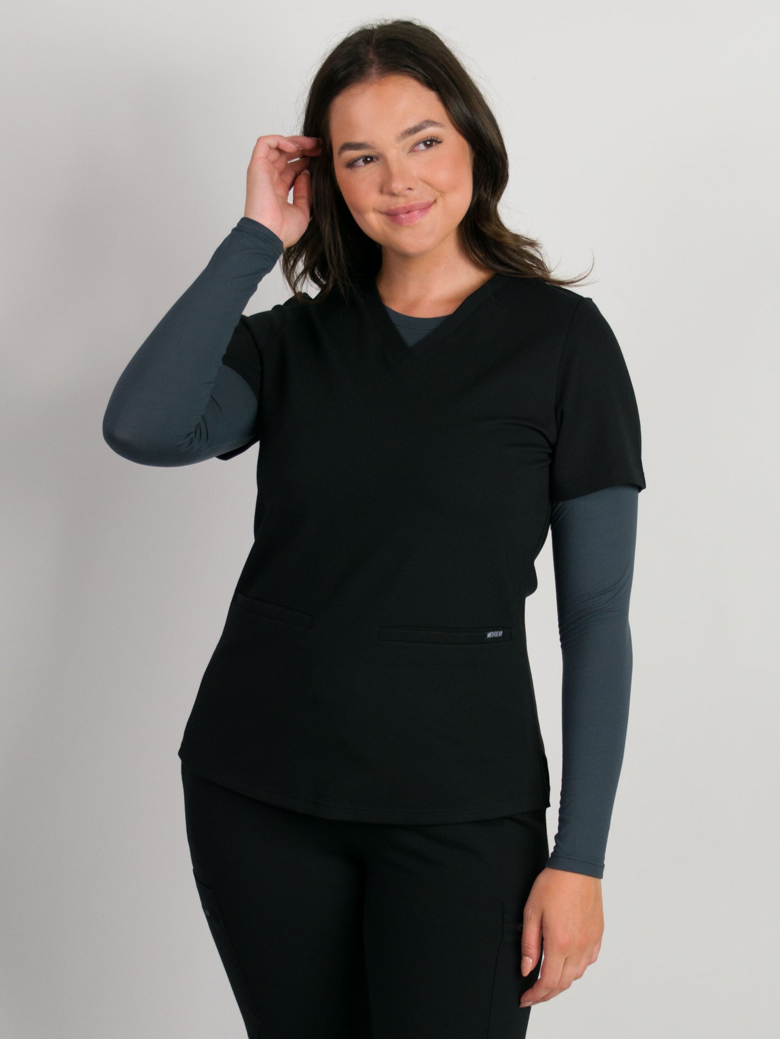 Sera | Ultra-Stretch Ponte Knit 2-Pocket Slim-Fit Scrub Top