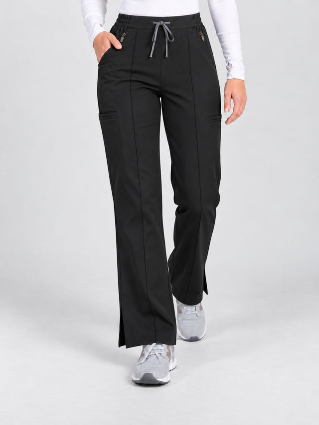 8 Pocket Bootcut Leg Flat Front Waist Scrub Pant with Pintuck Detail