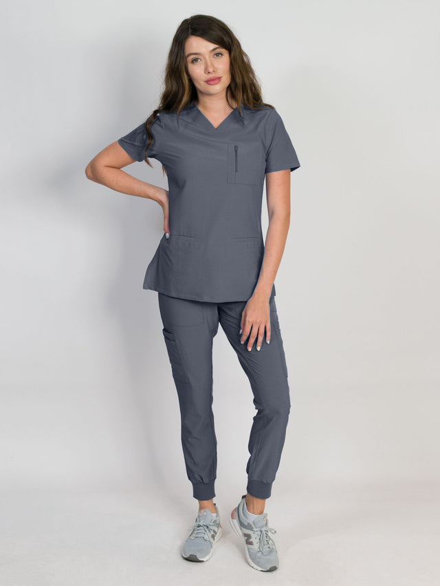 Fleur | Zip Pocket Top & Jogger Scrubs Set