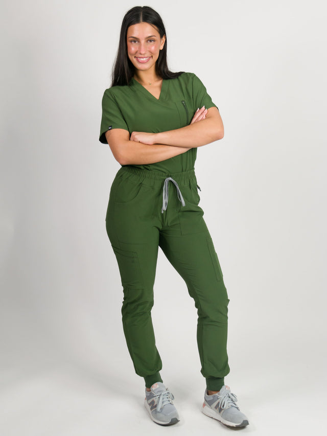 Fleur | Zip Pocket Top & Jogger Scrubs Set