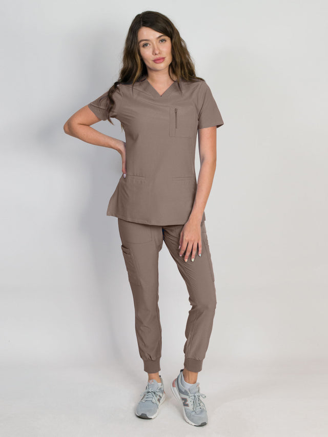 Fleur | Zip Pocket Top & Jogger Scrubs Set