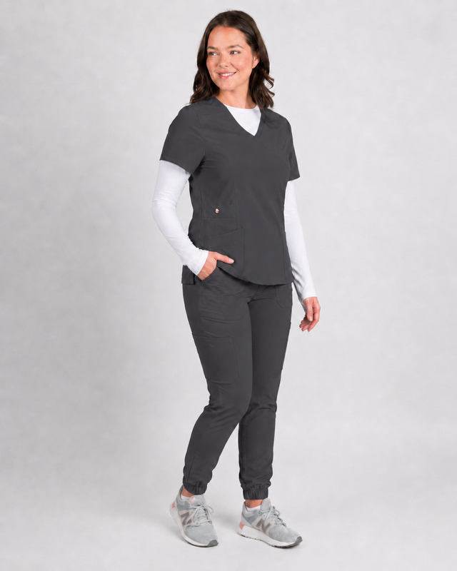Dahlia | Mock Wrap Jogger Scrubs Set