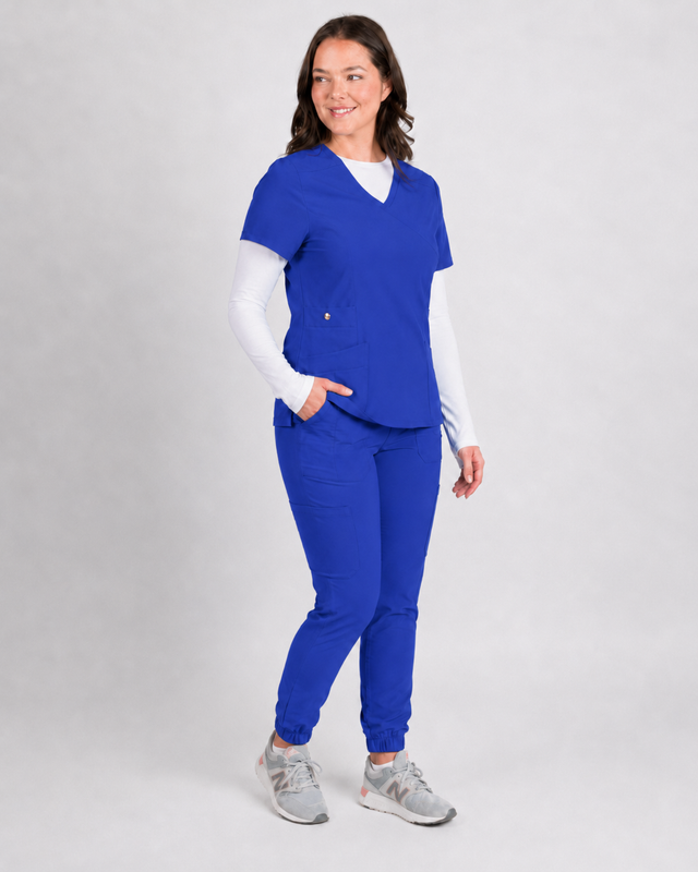 Dahlia | Mock Wrap Jogger Scrubs Set