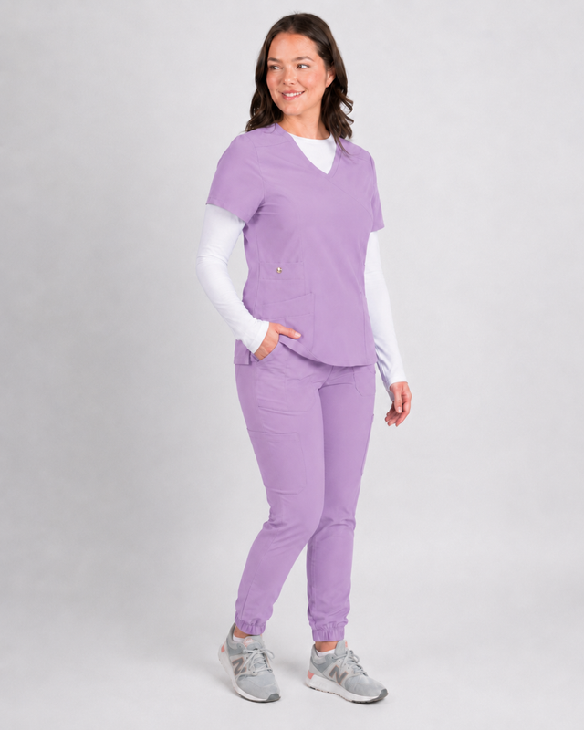 Dahlia | Mock Wrap Jogger Scrubs Set