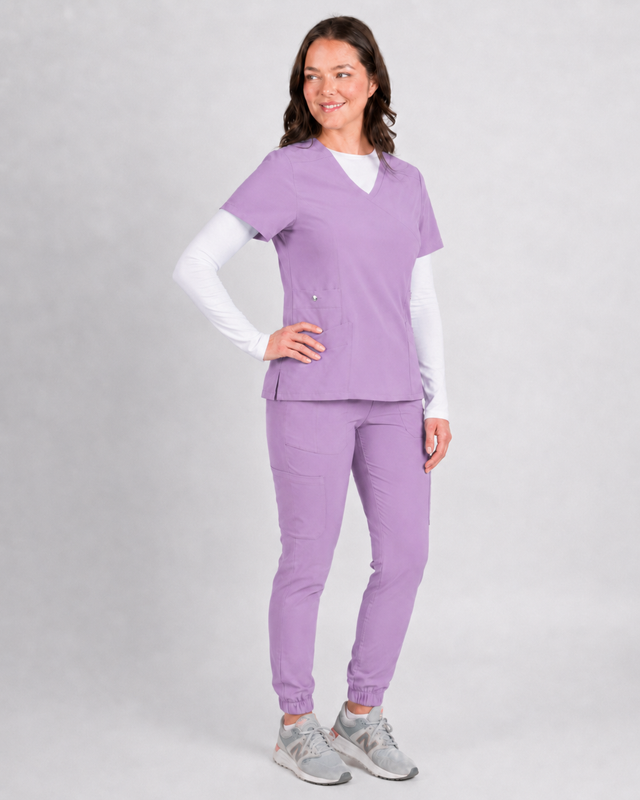 Dahlia | Mock Wrap Jogger Scrubs Set