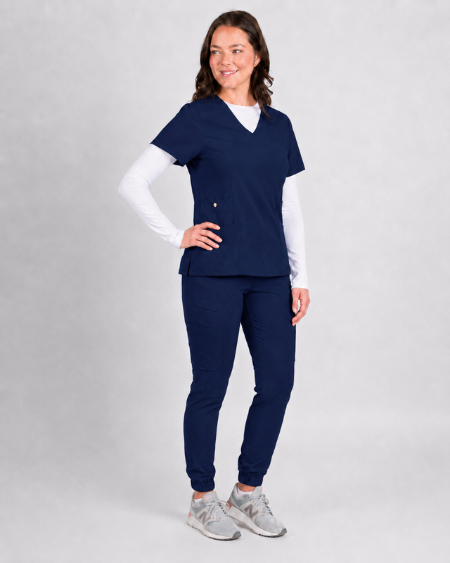 Dahlia | Mock Wrap Jogger Scrubs Set