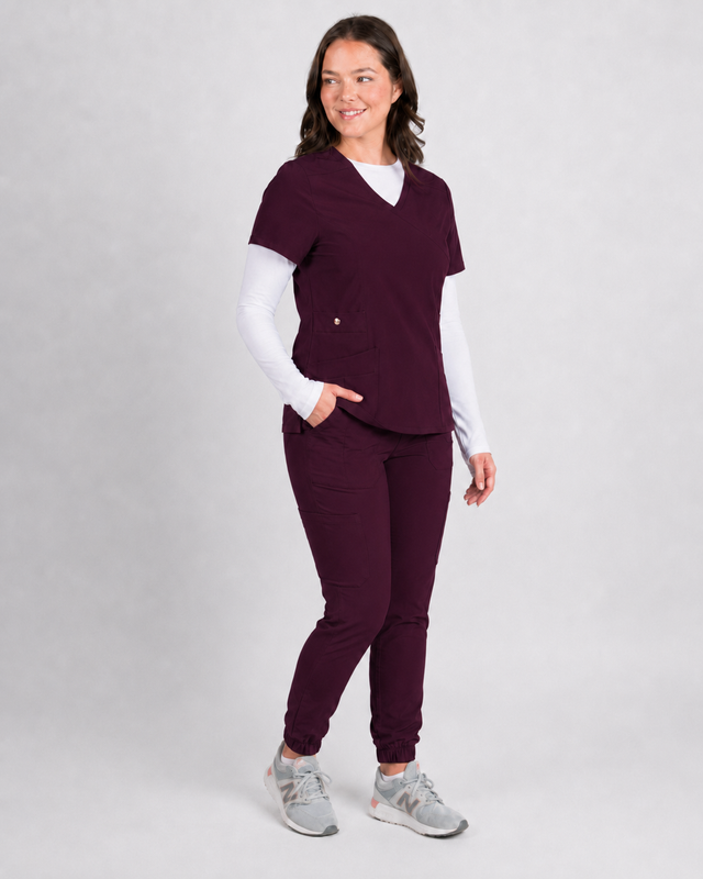 Dahlia | Mock Wrap Jogger Scrubs Set