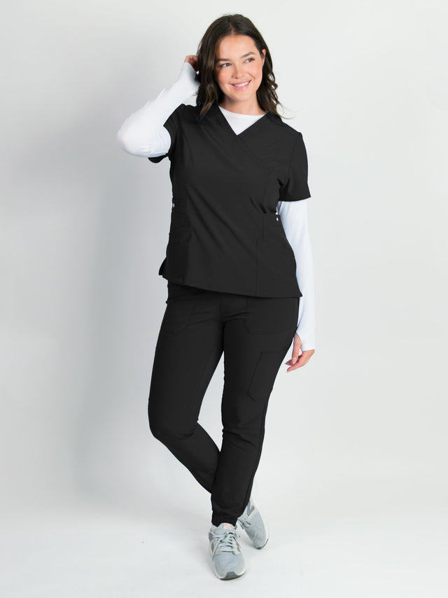 Dahlia | Mock Wrap Jogger Scrubs Set