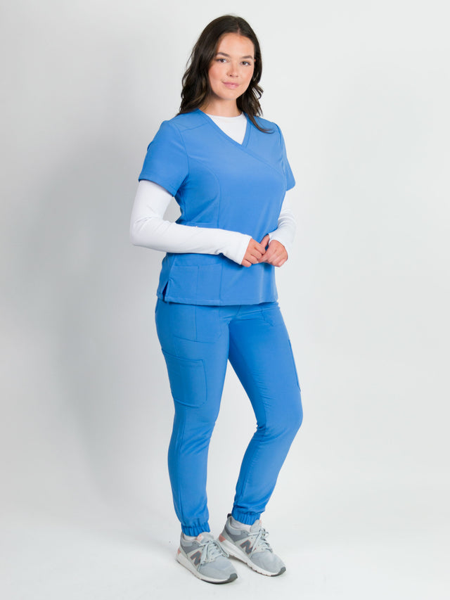 Dahlia | Mock Wrap Jogger Scrubs Set