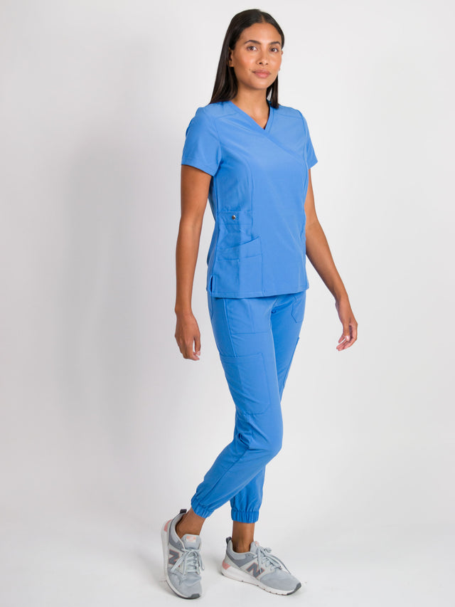 Dahlia | Mock Wrap Jogger Scrubs Set