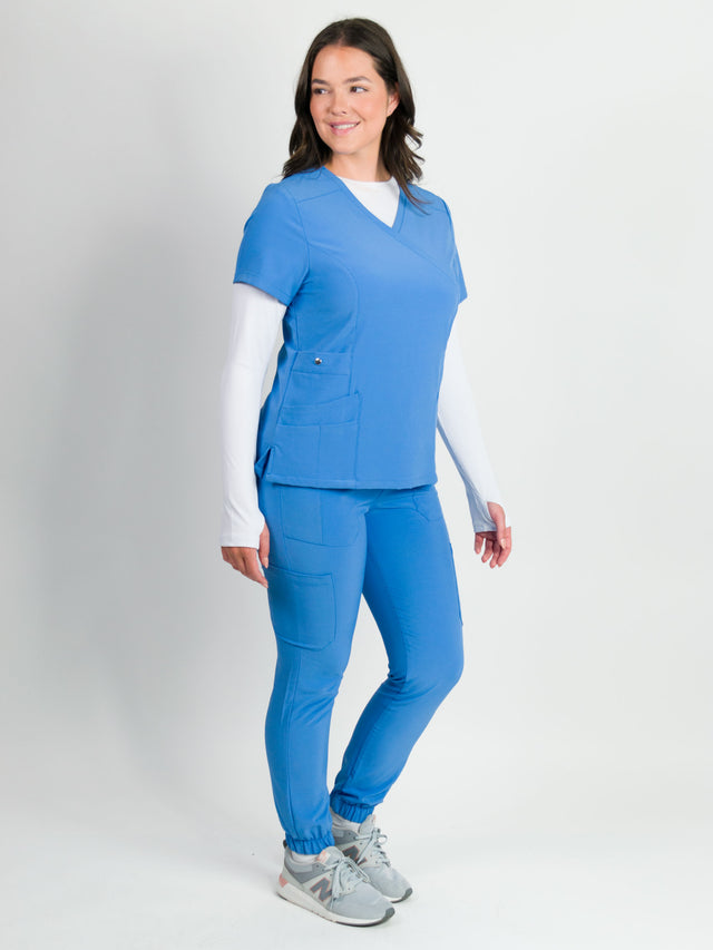 Dahlia | Mock Wrap Jogger Scrubs Set
