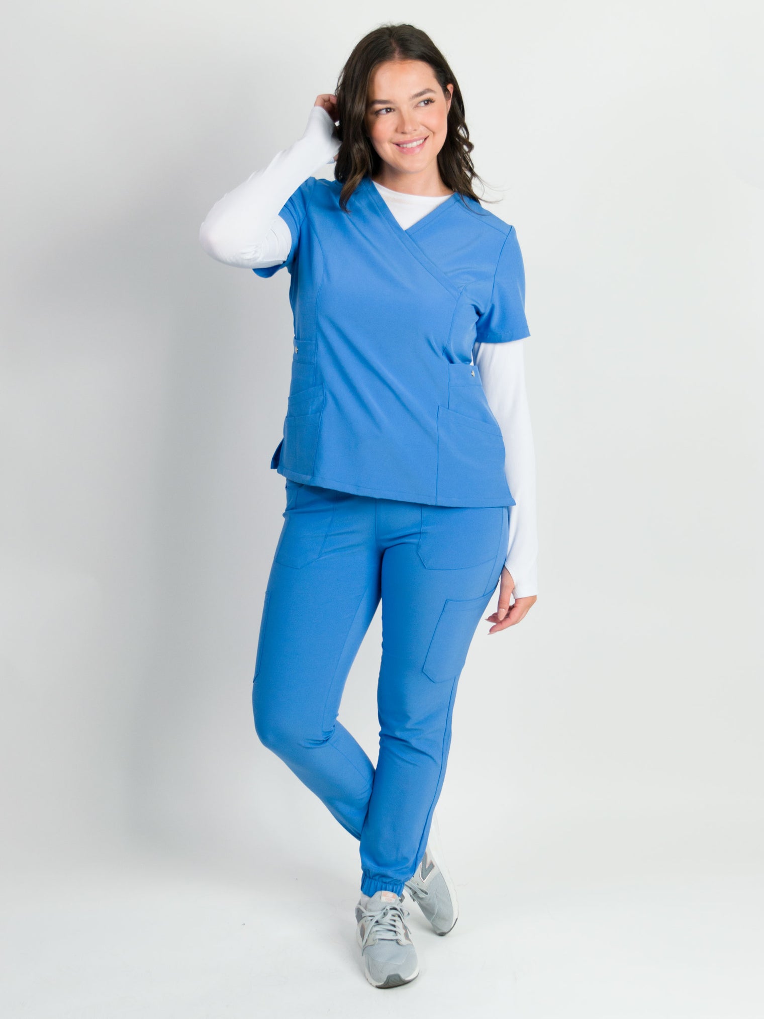 Dahlia | Mock Wrap Jogger Scrubs Set
