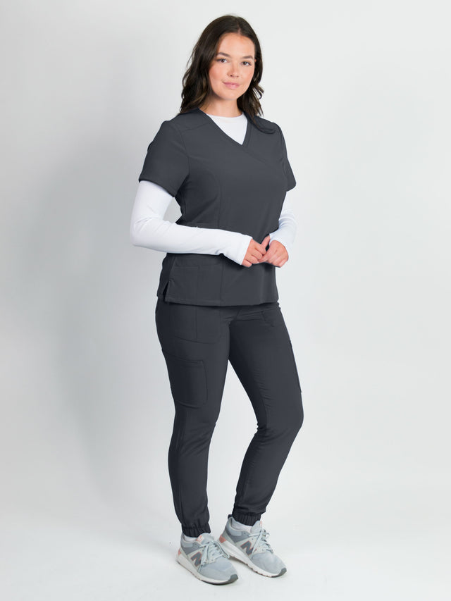 Dahlia | Mock Wrap Jogger Scrubs Set