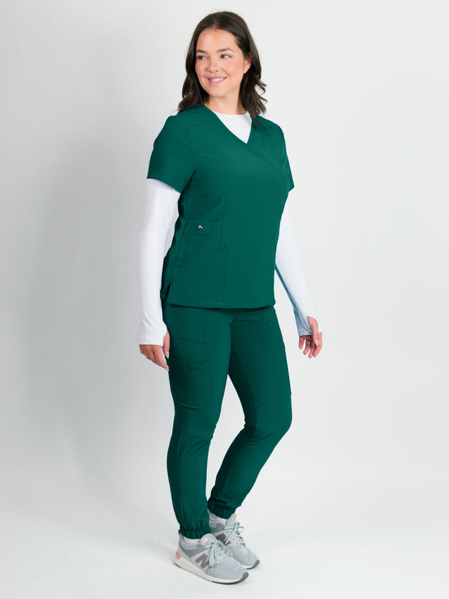 Dahlia | Mock Wrap Jogger Scrubs Set