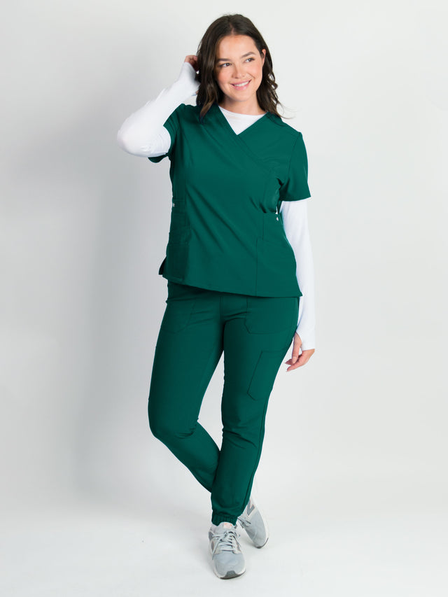 Dahlia | Mock Wrap Jogger Scrubs Set
