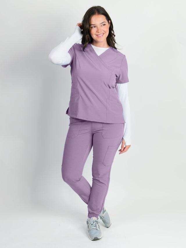 Dahlia | Mock Wrap Jogger Scrubs Set