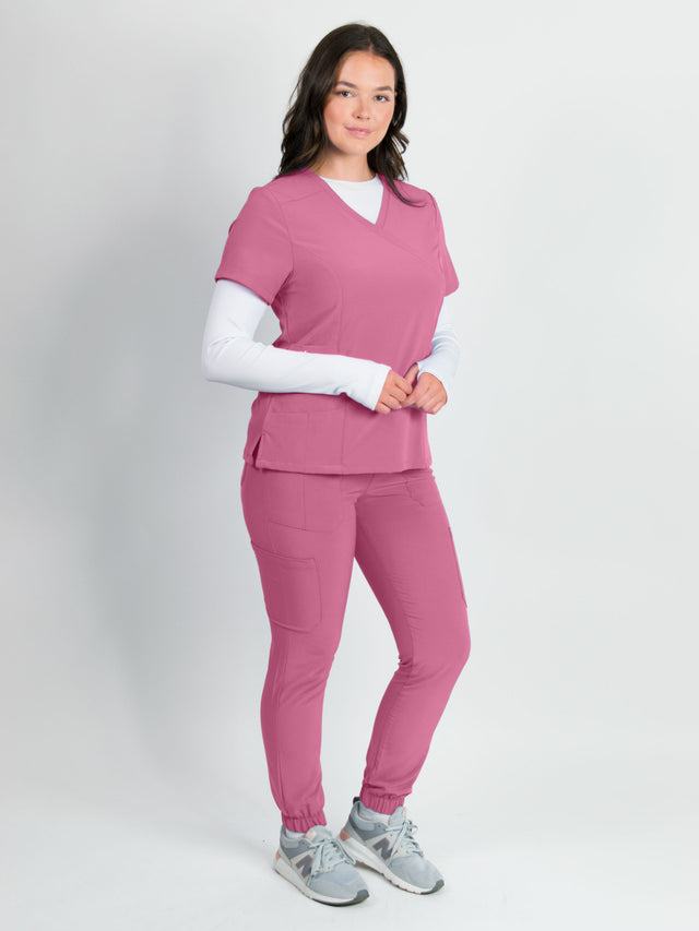 Dahlia | Mock Wrap Jogger Scrubs Set