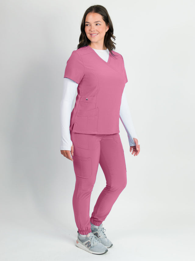 Dahlia | Mock Wrap Jogger Scrubs Set