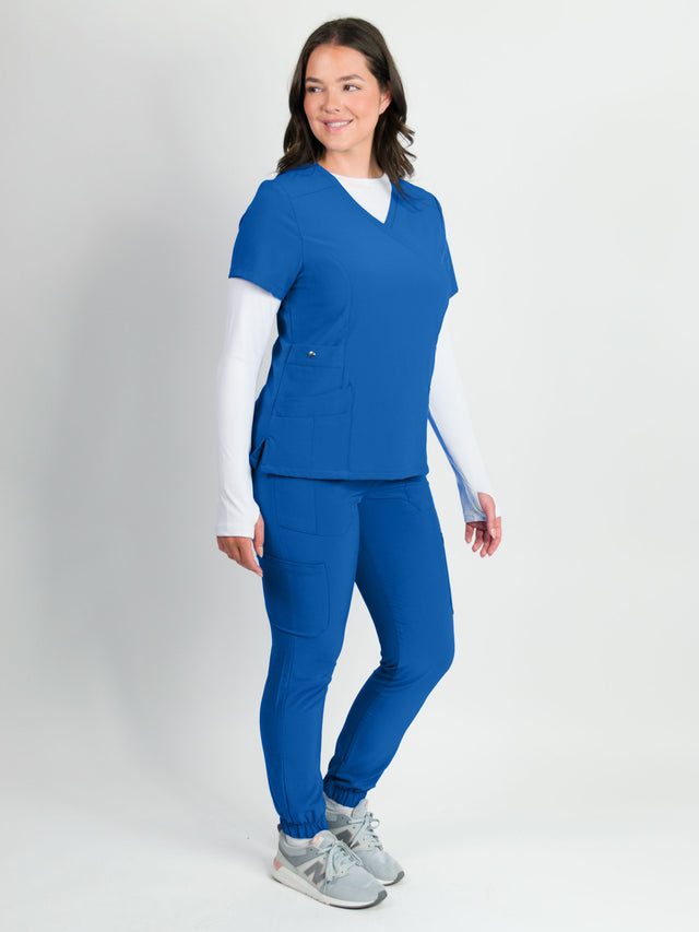 Dahlia | Mock Wrap Jogger Scrubs Set