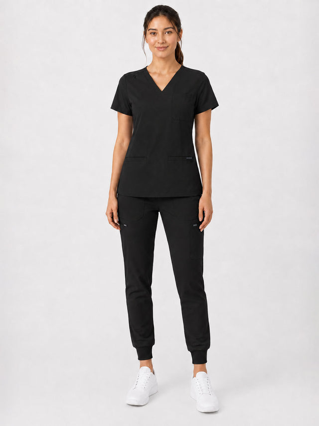 Kayla | V-neck Top and Multi-Pocket Jogger Set