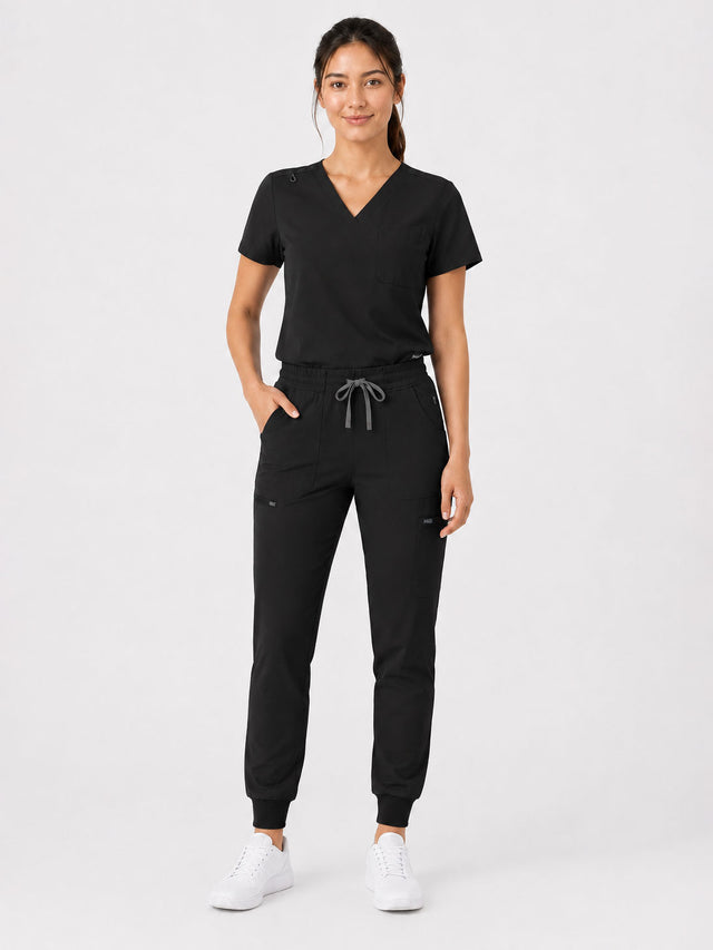Kayla | V-neck Top and Multi-Pocket Jogger Set