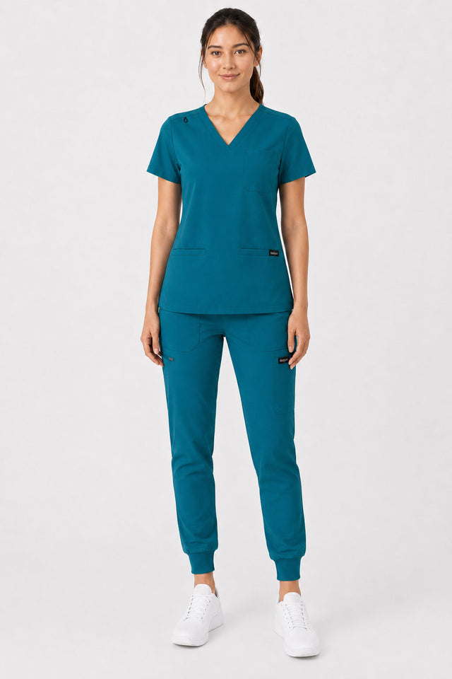 Kayla | V-neck Top and Multi-Pocket Jogger Set
