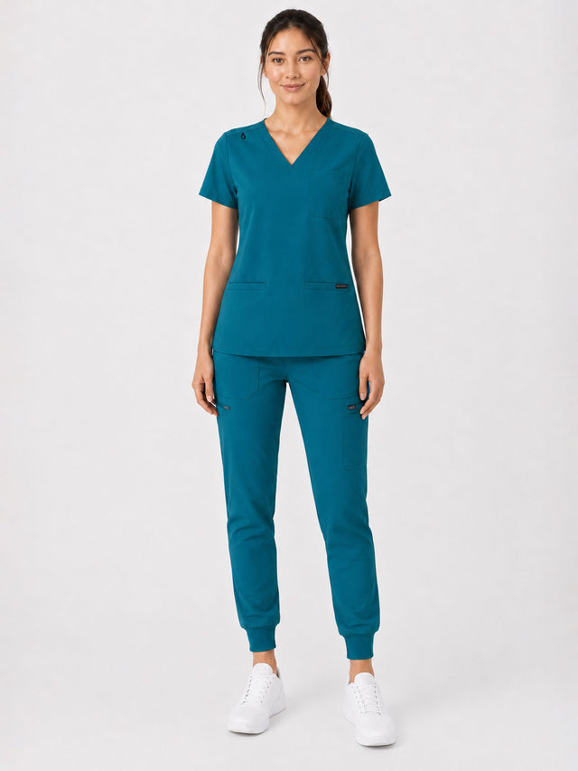 Kayla | V-neck Top and Multi-Pocket Jogger Set