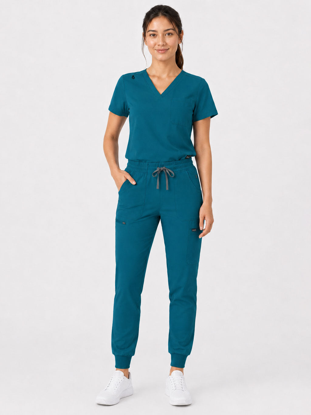 Kayla | V-neck Top and Multi-Pocket Jogger Set