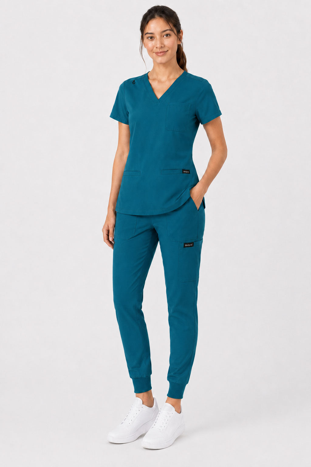 Kayla | V-neck Top and Multi-Pocket Jogger Set