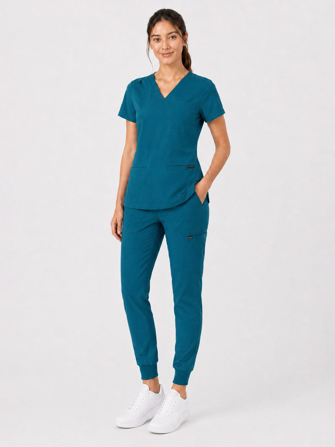 Kayla | V-neck Top and Multi-Pocket Jogger Set
