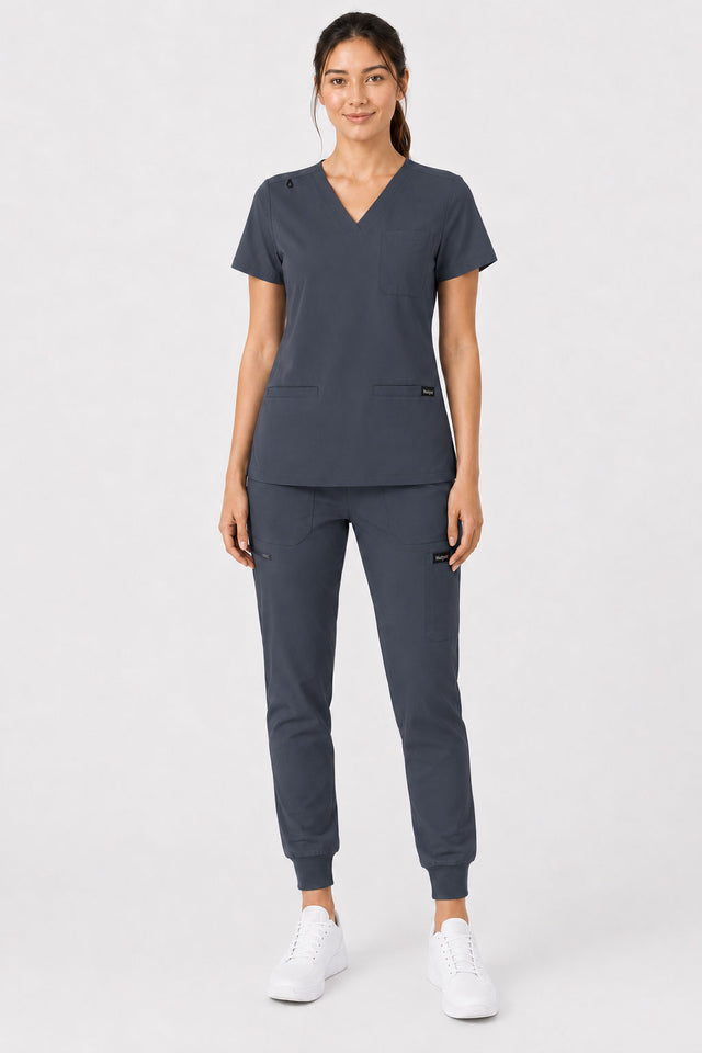 Kayla | V-neck Top and Multi-Pocket Jogger Set