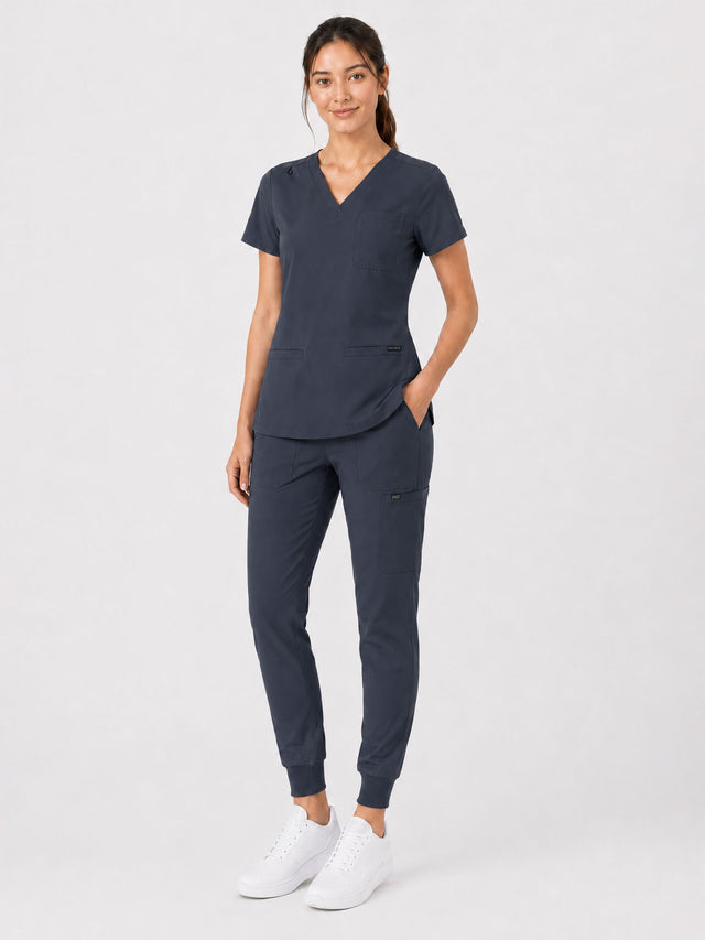 Kayla | V-neck Top and Multi-Pocket Jogger Set