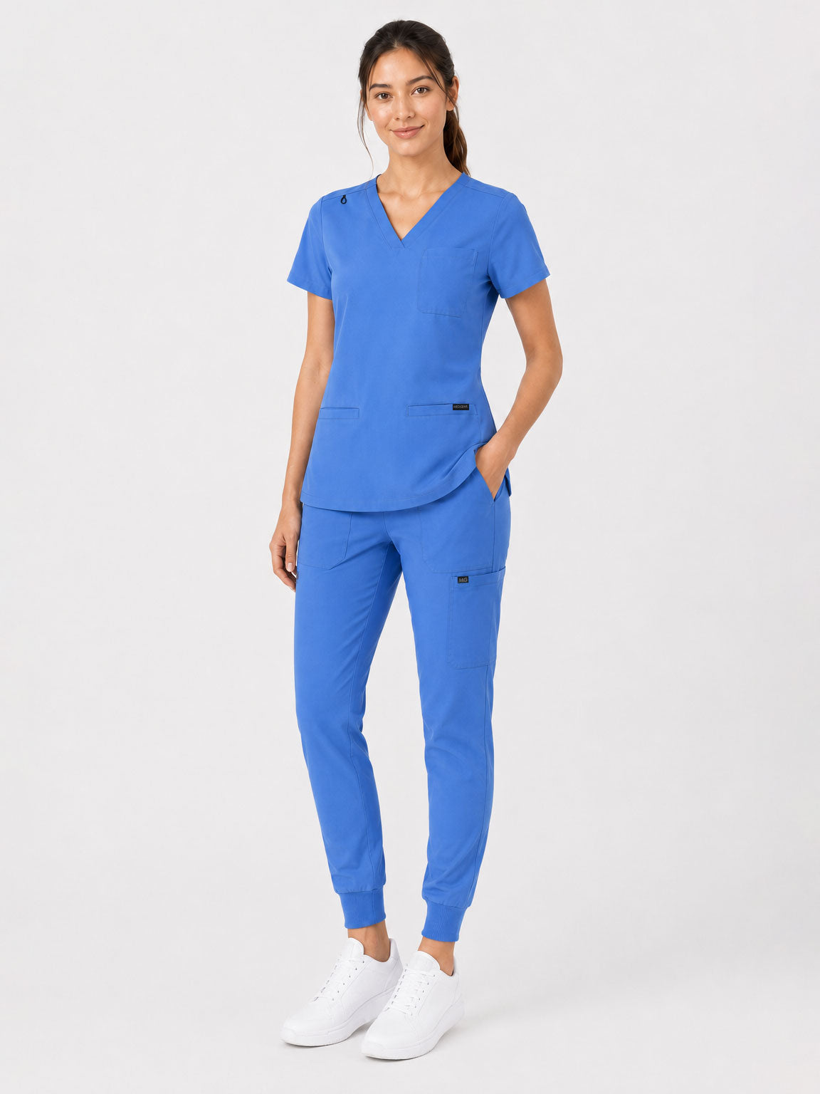 Kayla | V-neck Top and Multi-Pocket Jogger Set