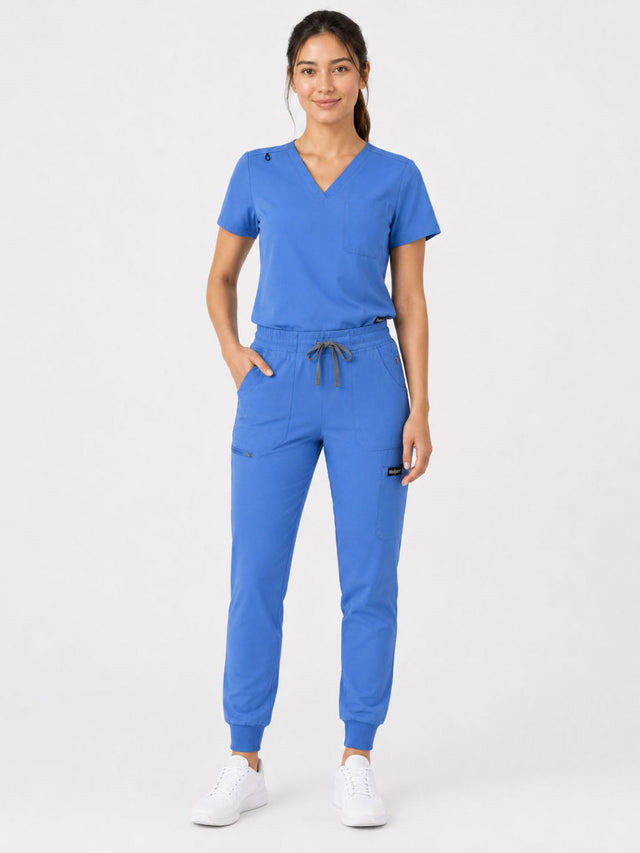 Kayla | V-neck Top and Multi-Pocket Jogger Set