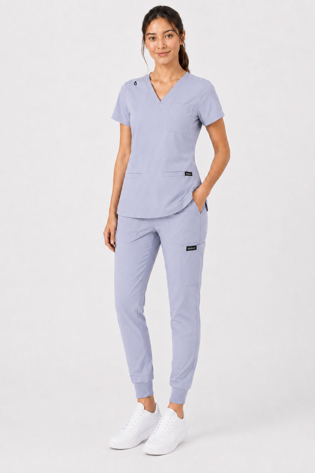 Kayla | V-neck Top and Multi-Pocket Jogger Set