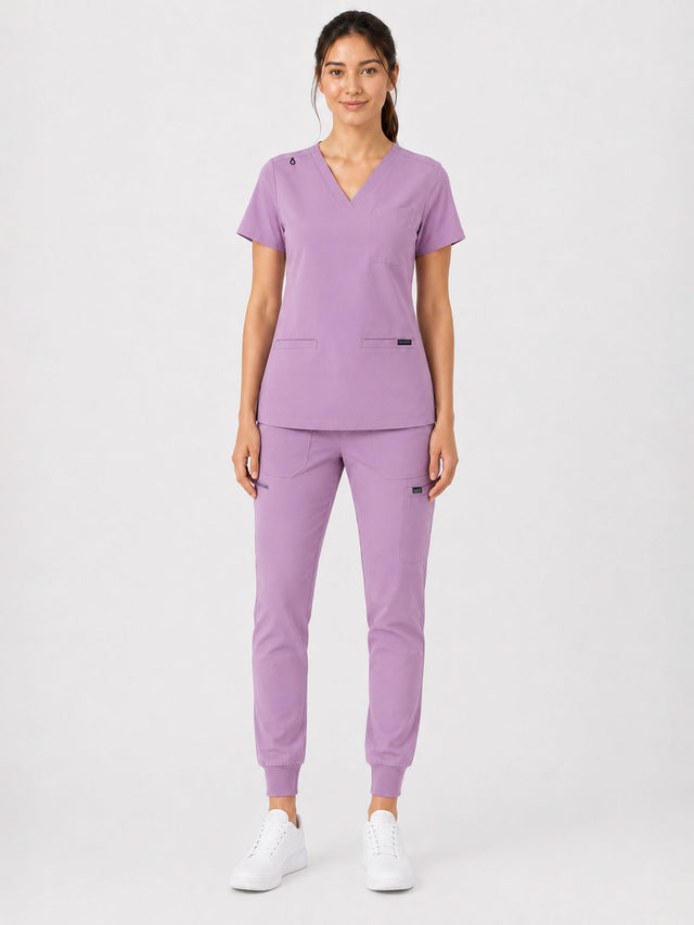 Kayla | V-neck Top and Multi-Pocket Jogger Set