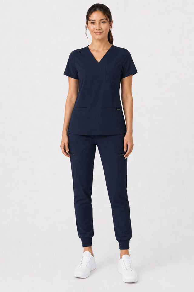 Kayla | V-neck Top and Multi-Pocket Jogger Set