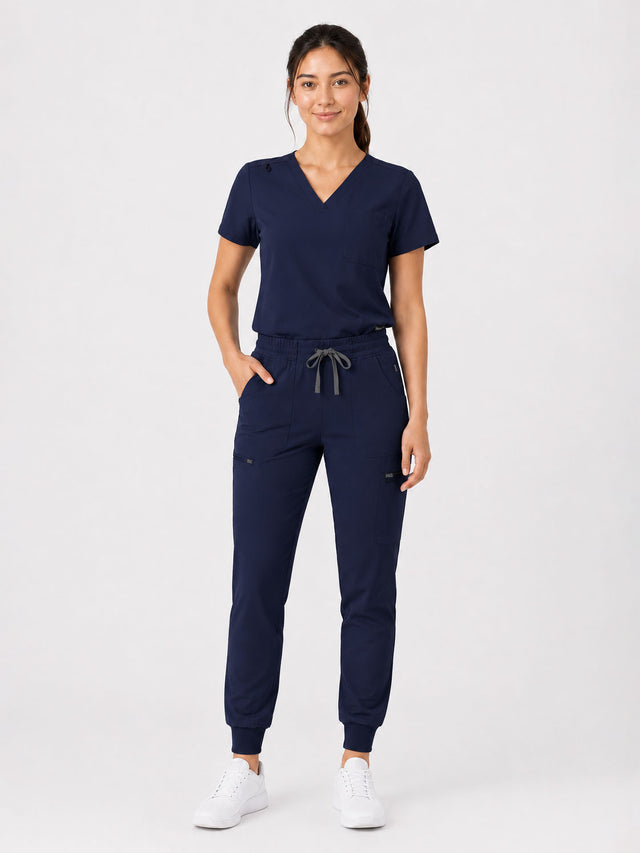 Kayla | V-neck Top and Multi-Pocket Jogger Set