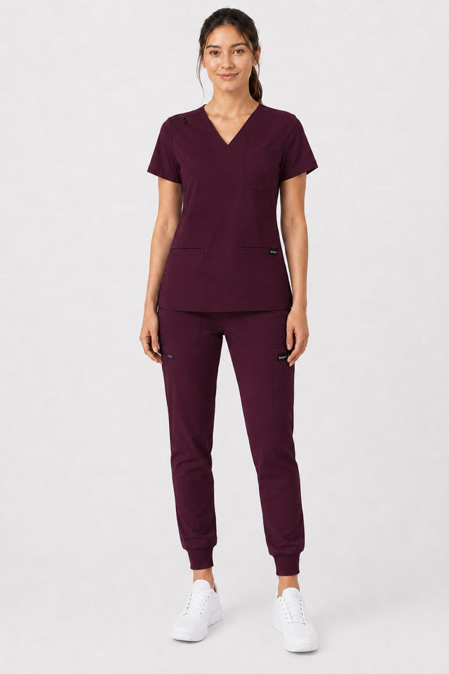 Kayla | V-neck Top and Multi-Pocket Jogger Set