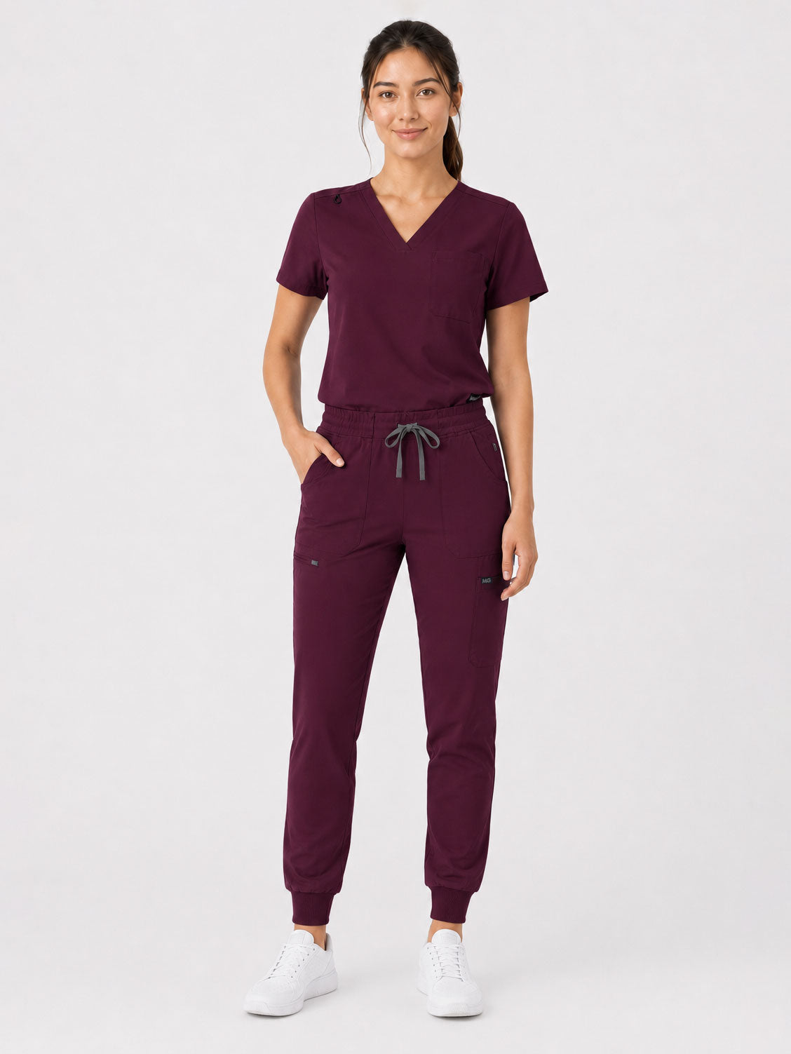Kayla | V-neck Top and Multi-Pocket Jogger Set