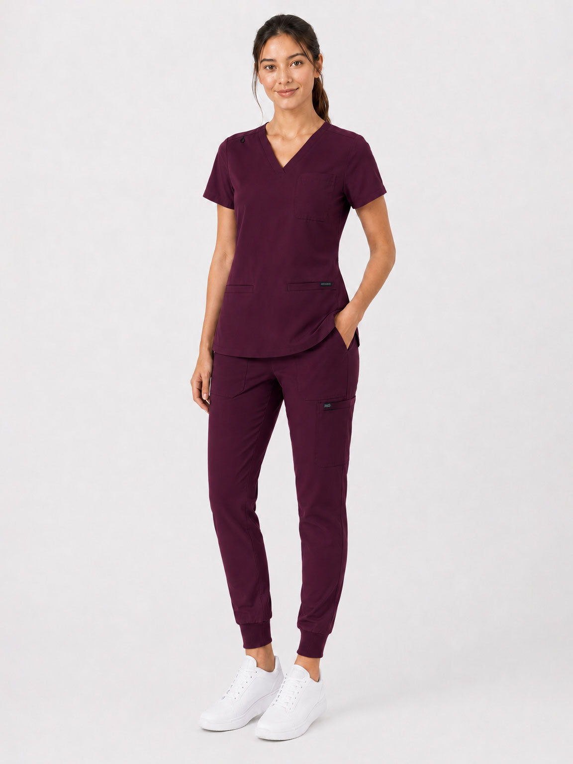 Kayla | V-neck Top and Multi-Pocket Jogger Set