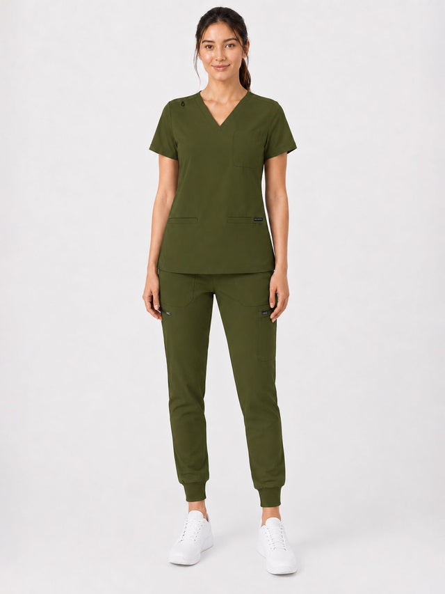 Kayla | V-neck Top and Multi-Pocket Jogger Set