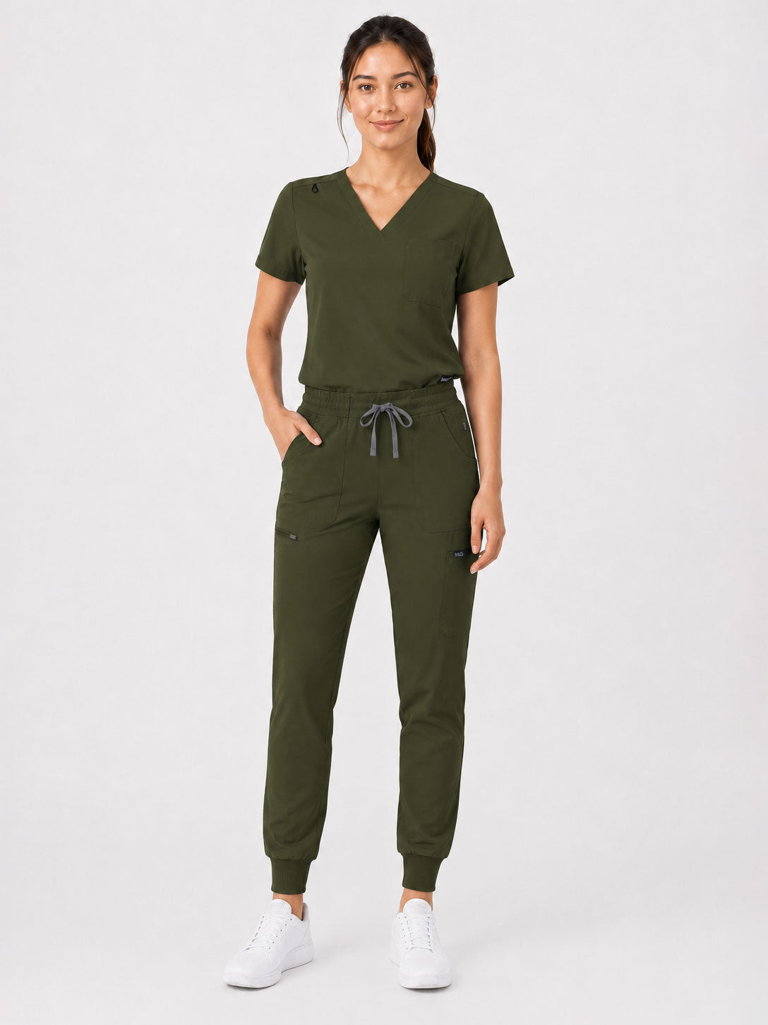 Kayla | V-neck Top and Multi-Pocket Jogger Set