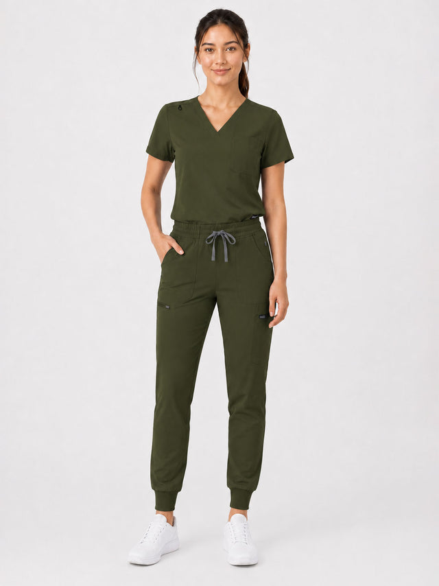 Kayla | V-neck Top and Multi-Pocket Jogger Set