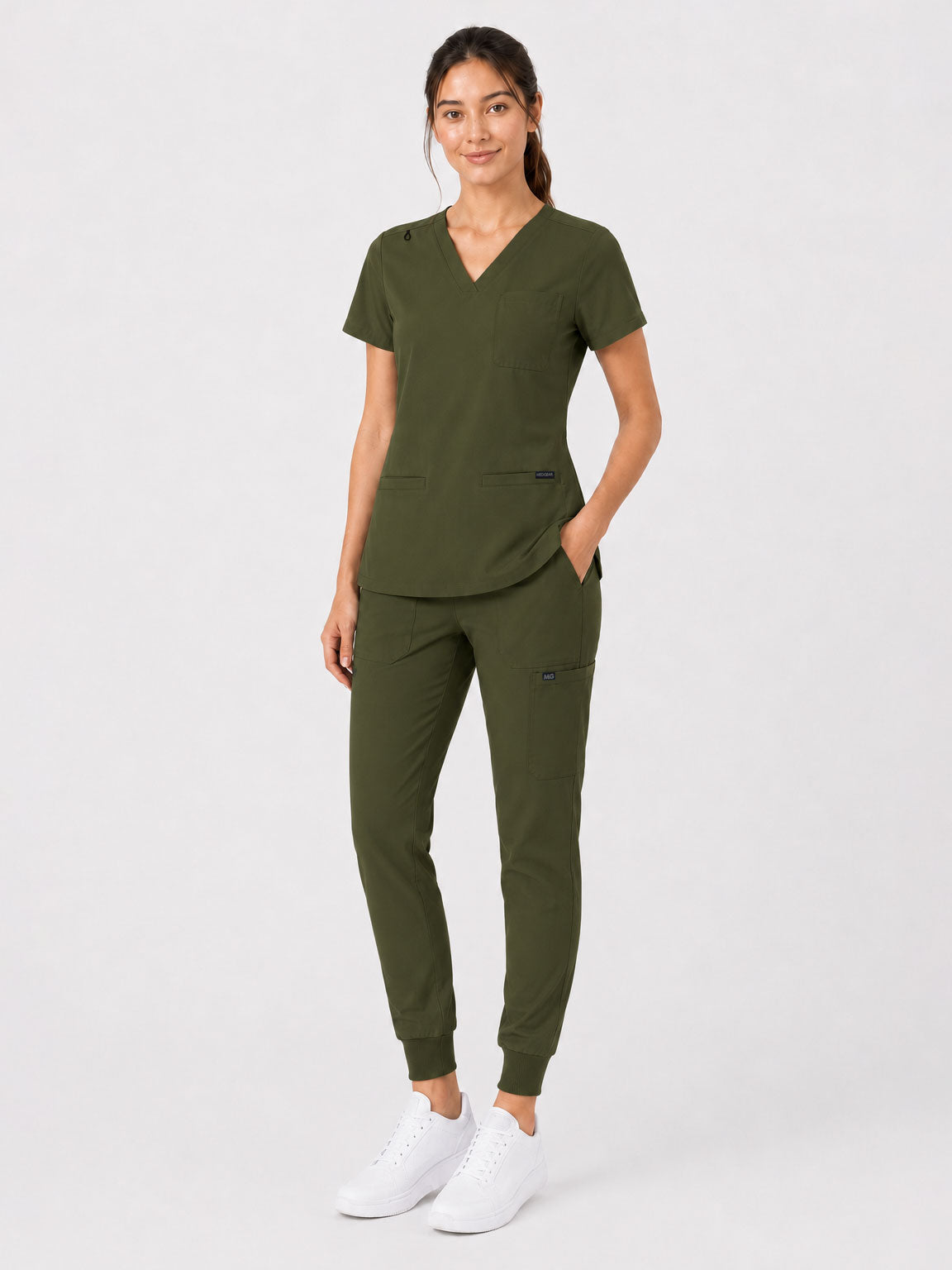 Kayla | V-neck Top and Multi-Pocket Jogger Set