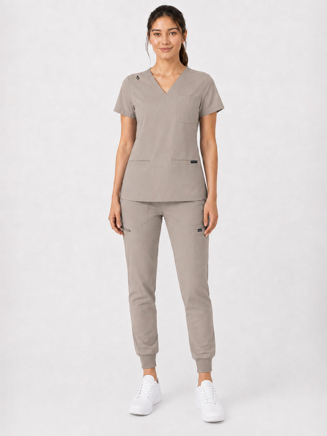 Kayla | V-neck Top and Multi-Pocket Jogger Set