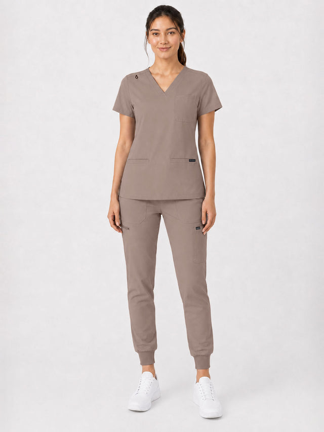 Kayla | V-neck Top and Multi-Pocket Jogger Set