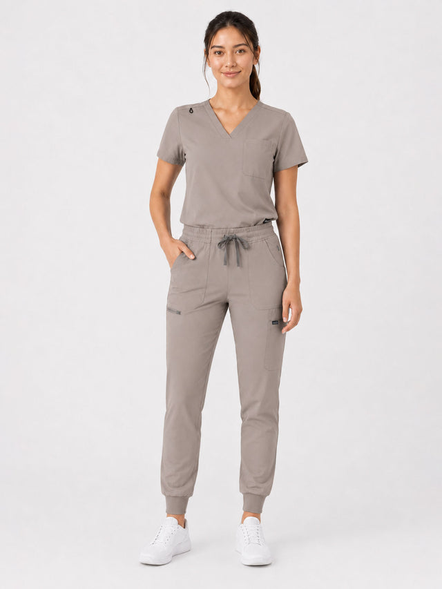 Kayla | V-neck Top and Multi-Pocket Jogger Set