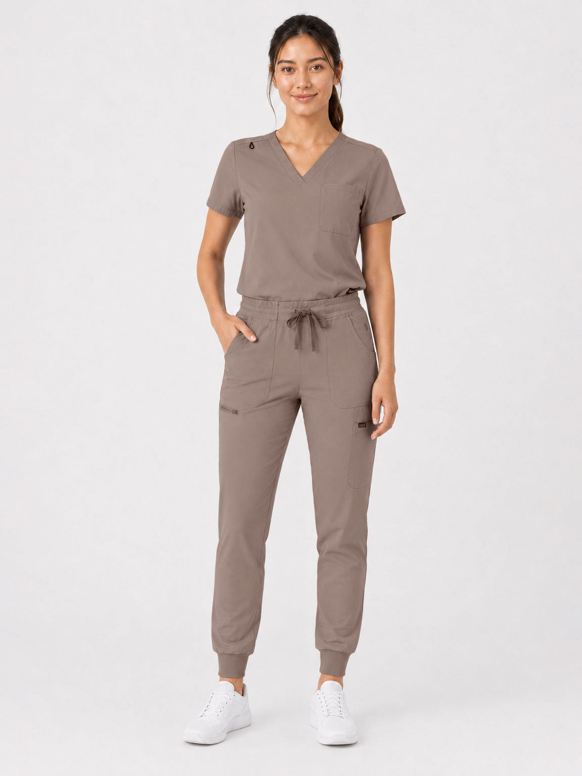 Kayla | V-neck Top and Multi-Pocket Jogger Set